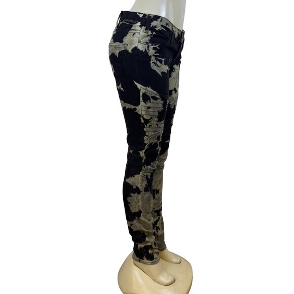 Current/Elliott Womens Black/Brown Cotton Elastane Tie-Dye Skinny Jeans Size 28 - Picture 3 of 11
